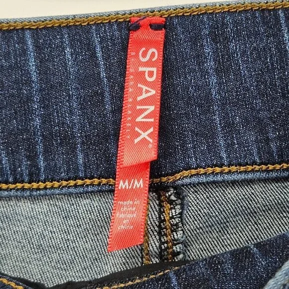 Spanx Distressed Ankle Skinny Jean Denim Legging Medium Wash Women’s Size M - Picture 5 of 11